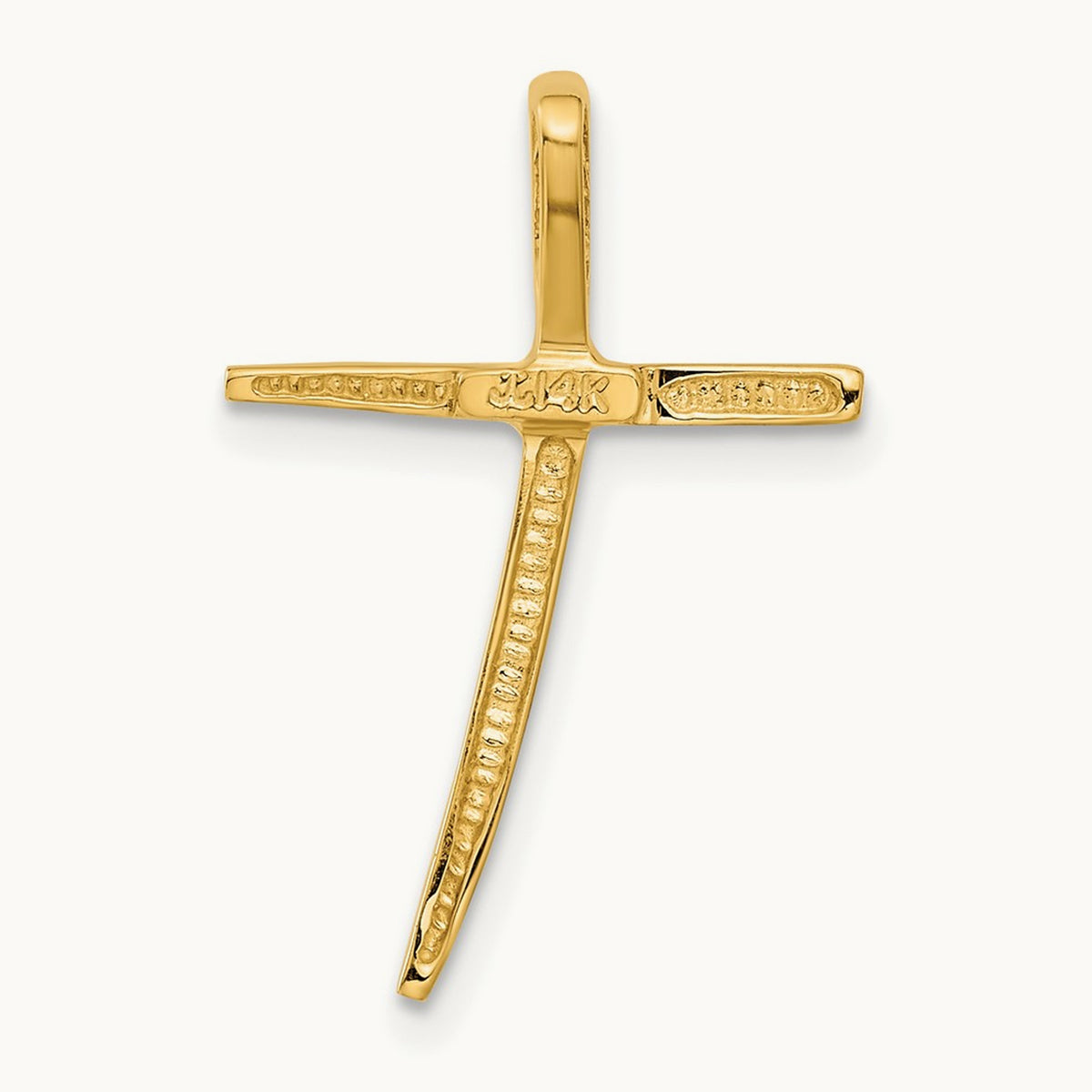 Polished Curved Cross Chain Slide, 14K