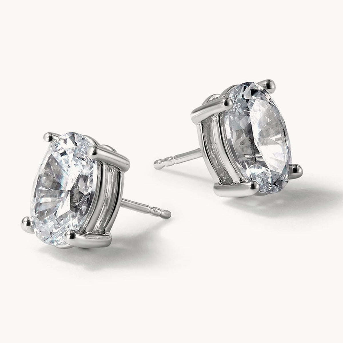 Oval Four-Prong Stud Earrings, 0.50-6.00 ct tw Lab-Grown Diamond — 6 ct, 14K White Gold