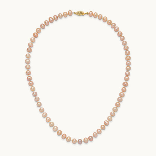 6- Pink Near Round Freshwater Cultured Pearl Necklace, 14K
