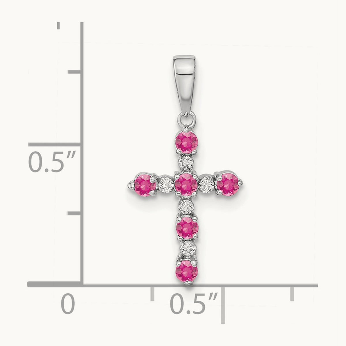 Tourmaline and Diamond Cross Pendant — 14K White Gold