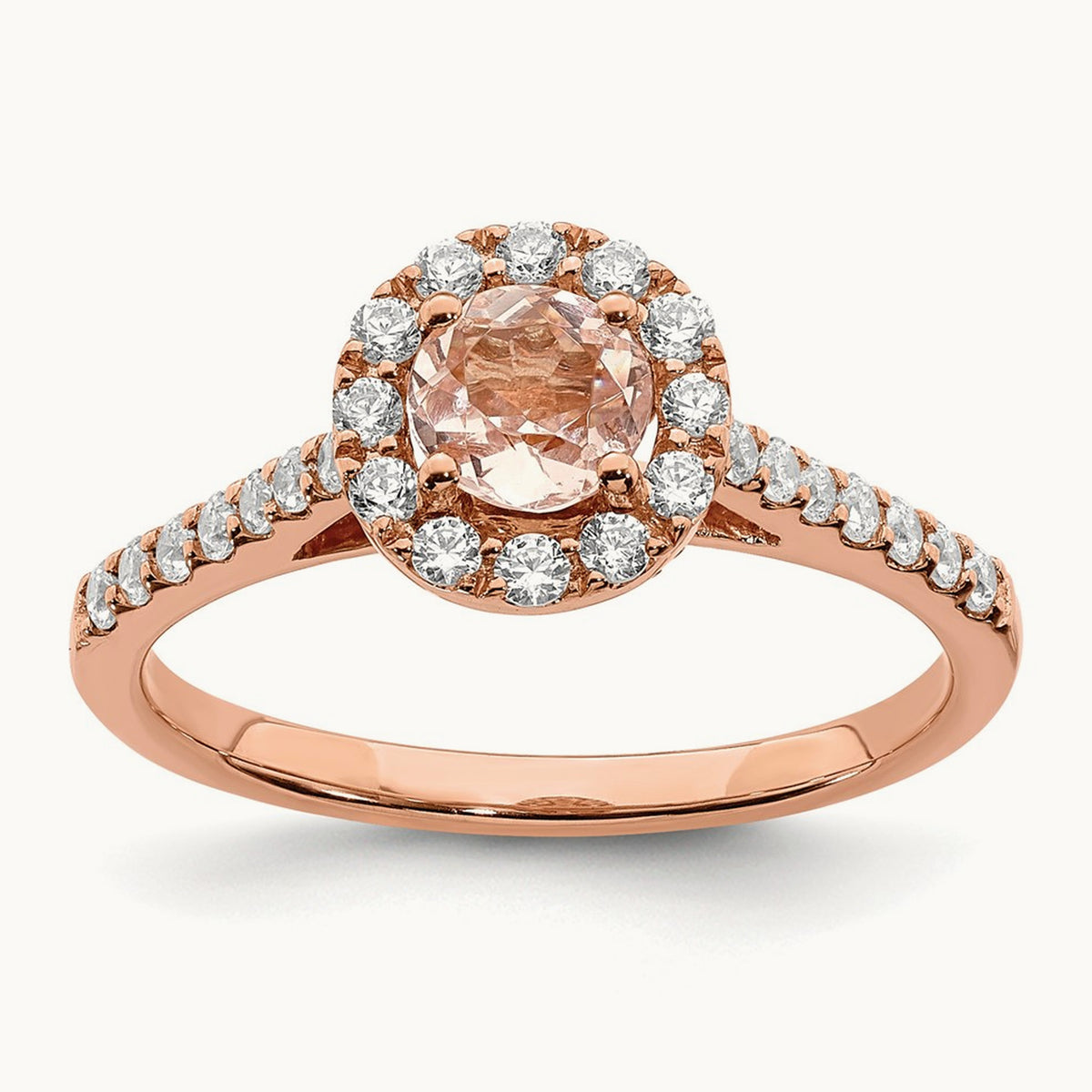 Morganite Halo Engagement Ring, 0.50 ct tw