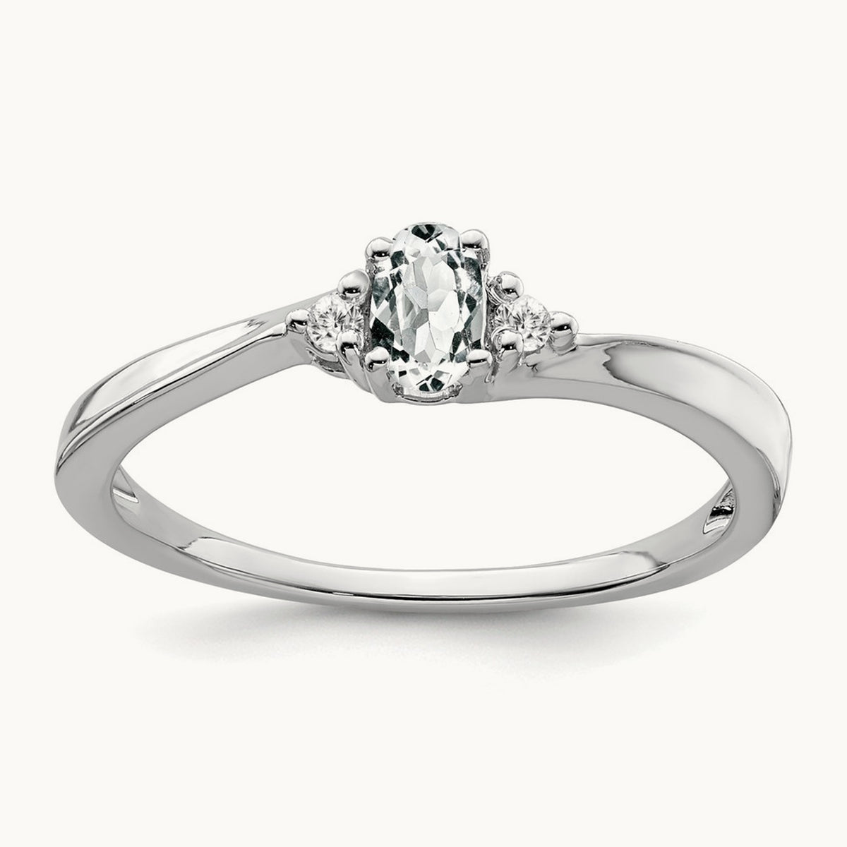Topaz and Diamond Ring — 14K White Gold, 7