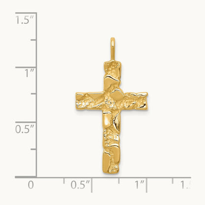 Nugget Cross Pendant, 14K
