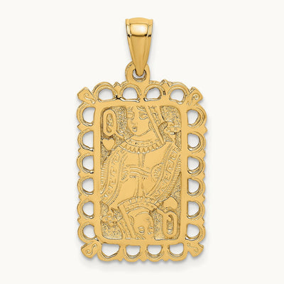 Queen Playing Card Charm, 14K