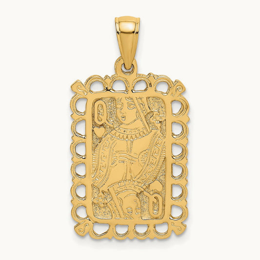 Queen Playing Card Charm, 14K