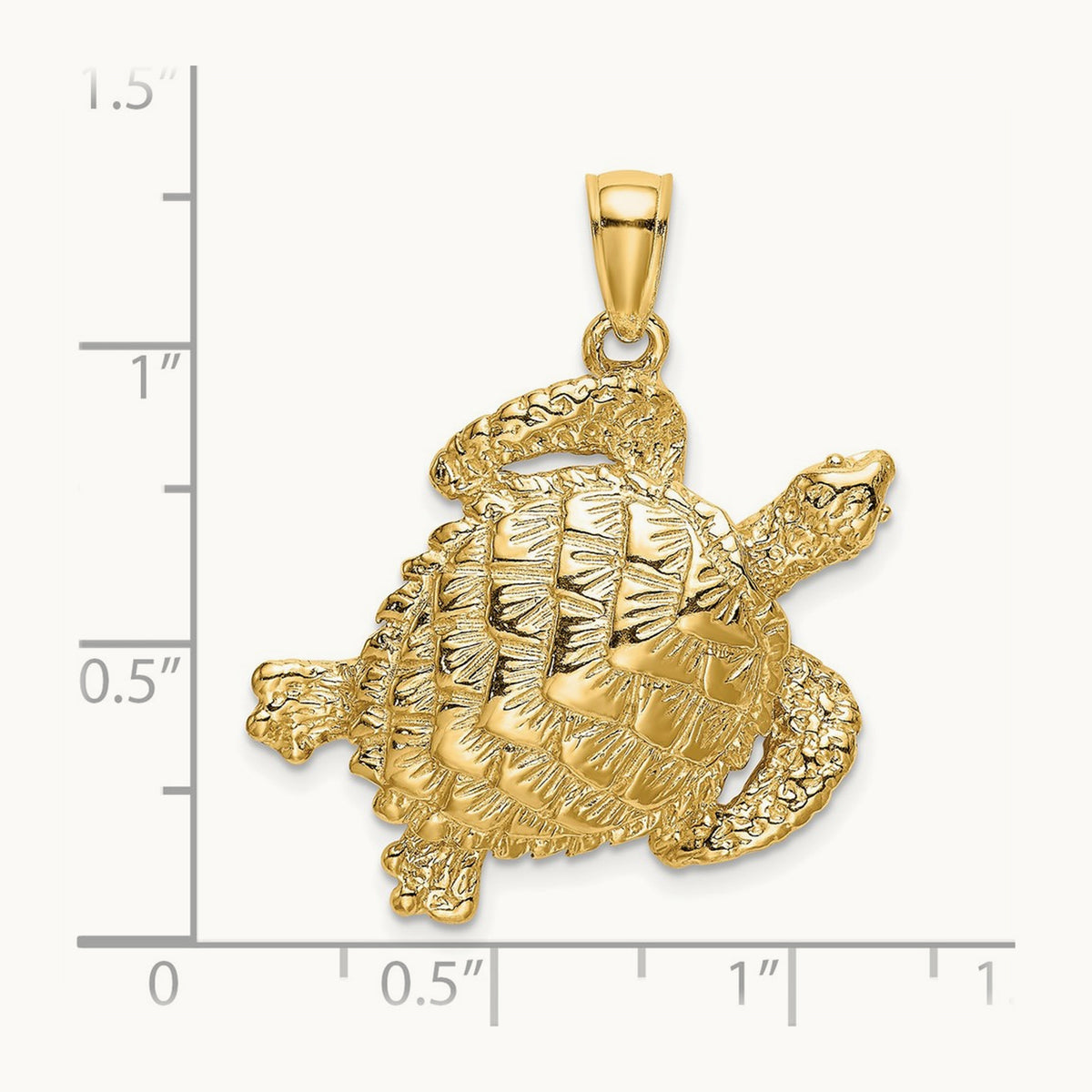 Textured Sea Turtle Charm — 14K Yellow Gold