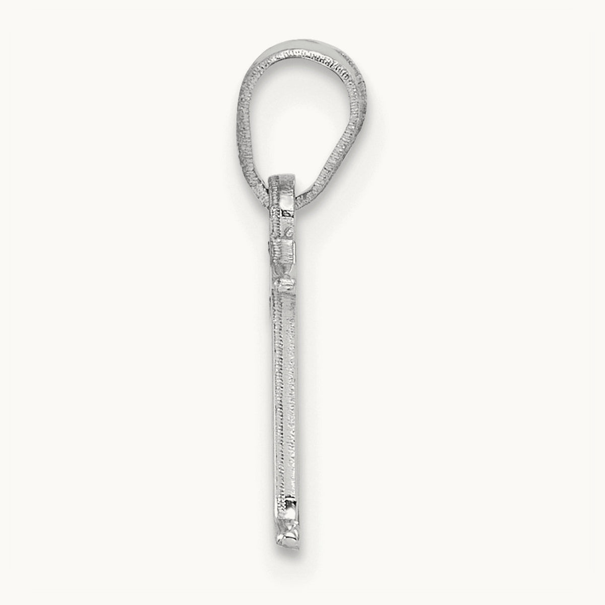 Polished Block Initial Pendant — 14K White Gold, M