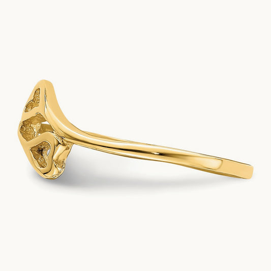 Double Heart Baby Ring, 14K