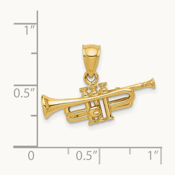 3D Trumpet Pendant, 14K