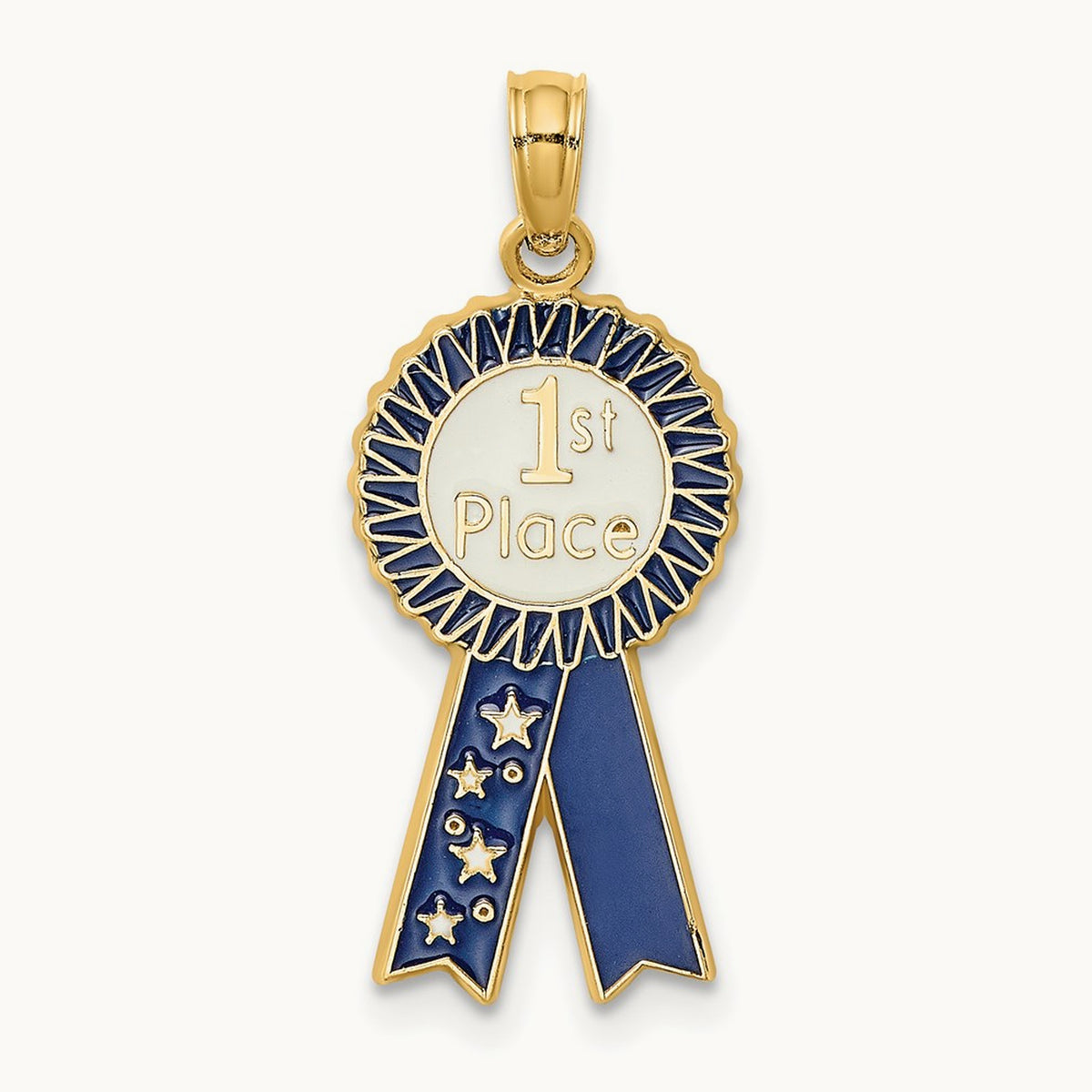 Enamel 1st PLACE Ribbon Charm, 14K