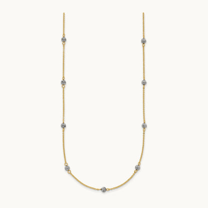 D/C Beads w/ 2in Ext Necklace, 14K Two-tone