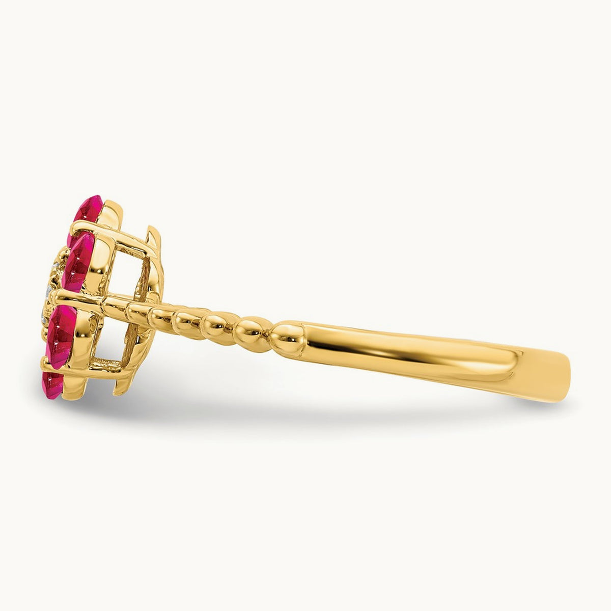 Ruby and Diamond Floral Ring, 14K