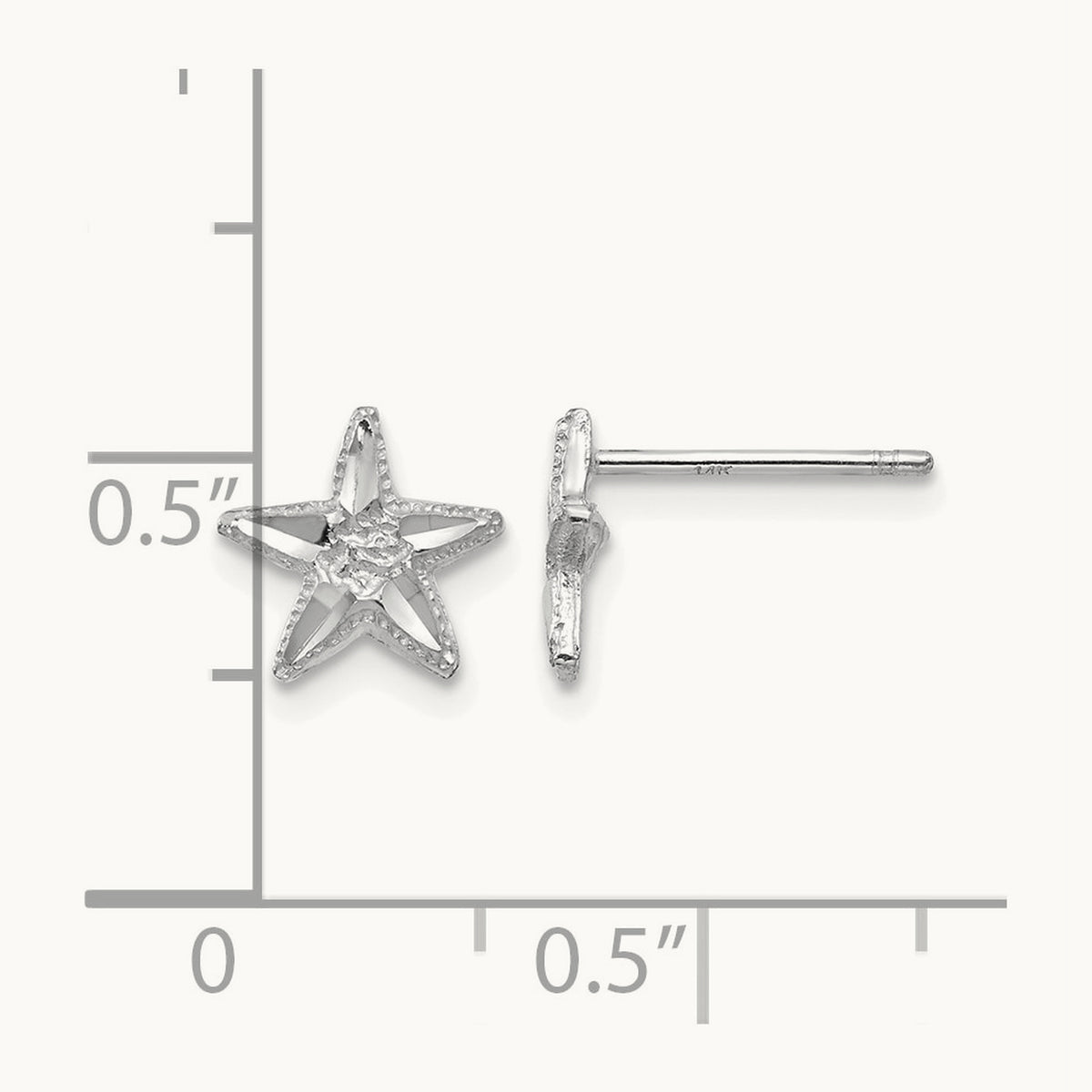 Diamond-cut Starfish Earrings — 14K White Gold