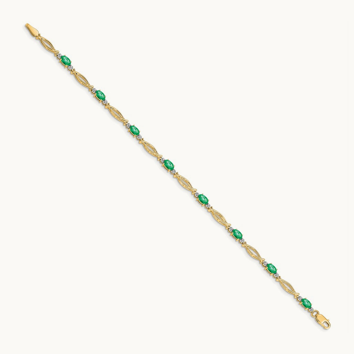 Diamond and Emerald Bracelet, 14K