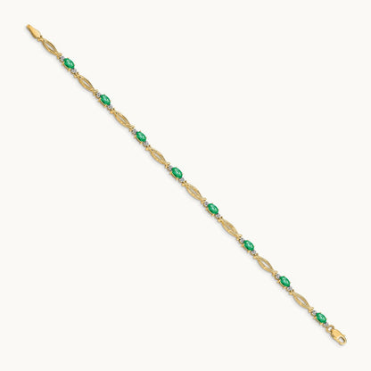 Diamond and Emerald Bracelet, 14K