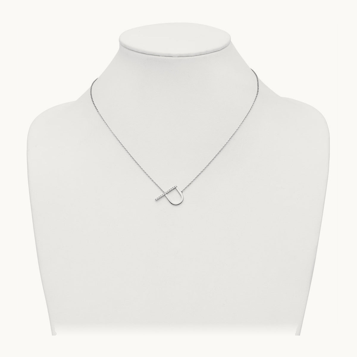 Sideways Diamond Necklace — 14K White Gold, P