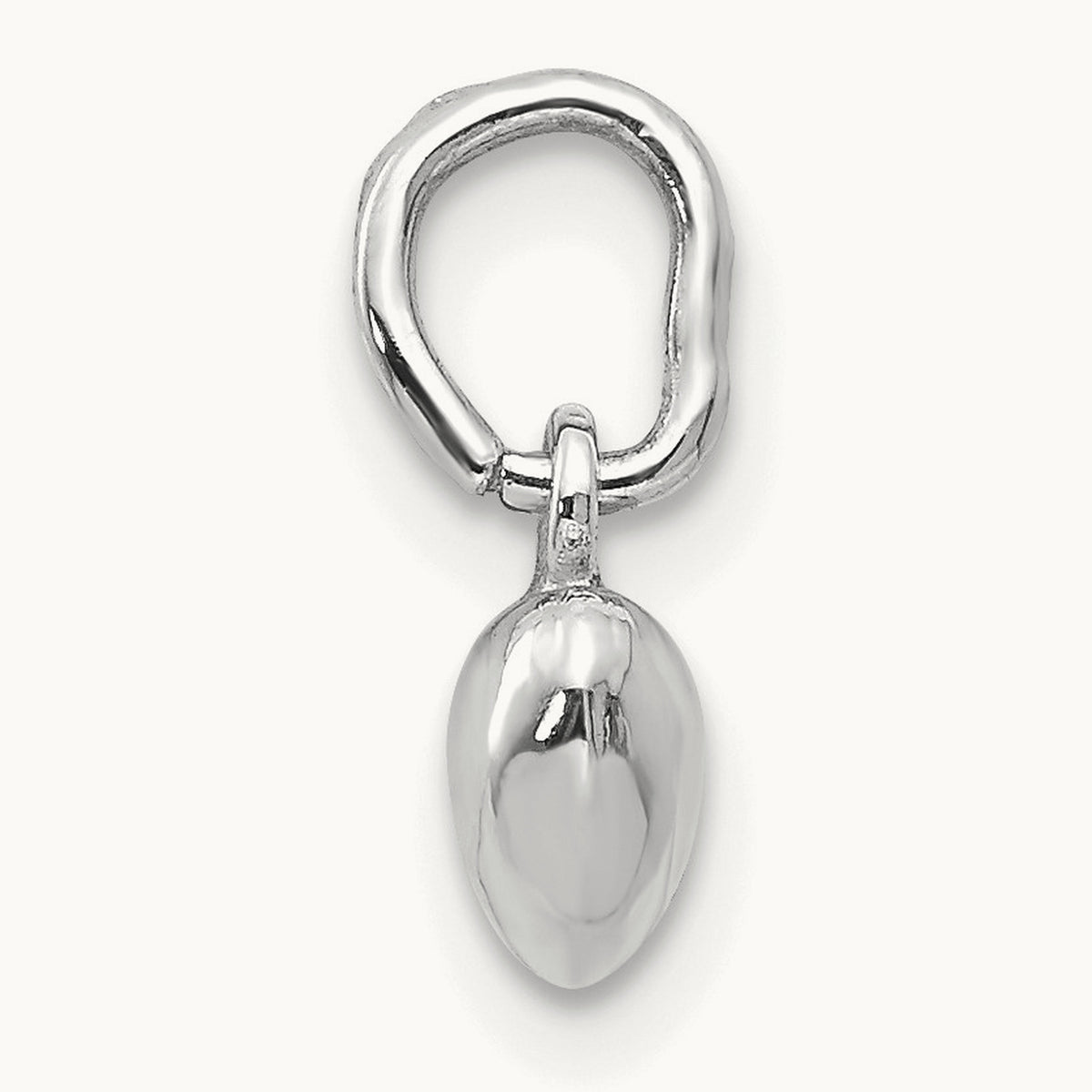 Solid Polished 3D Heart Charm, 14K White Gold