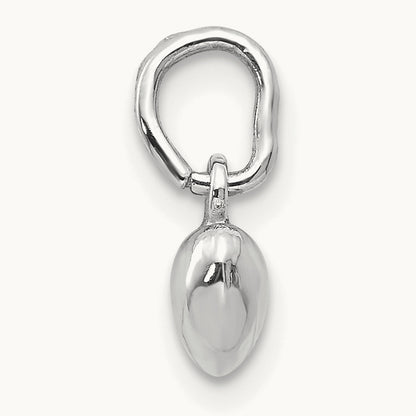 Solid Polished 3D Heart Charm, 14K White Gold