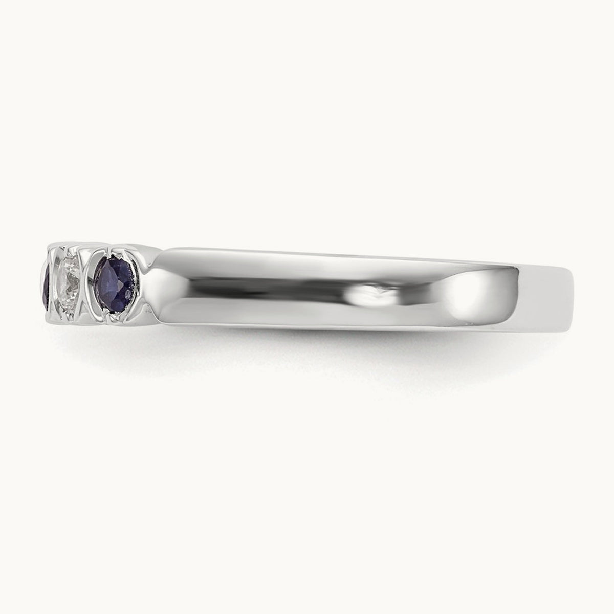 Diamond with Sapphire Band — 14K White Gold, 7