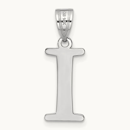 Polished Etched Letter I Initial Pendant, 14K White Gold