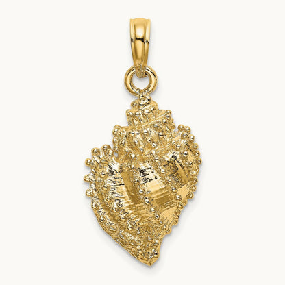 Textured Conch Shell Charm, 14K