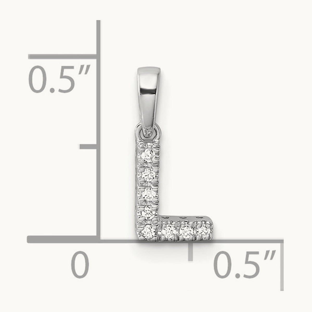 Diamond Initial with Bail Pendant — 14K White Gold, L