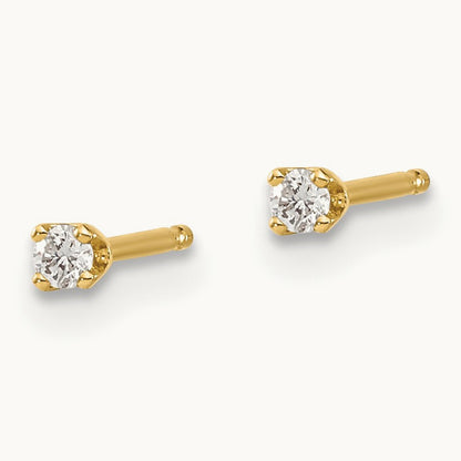 Round Diamond Stud Earrings — 14K Yellow Gold, 0.05 ct tw, I1 J-K · push back