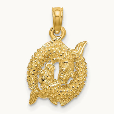3-D Pisces Zodiac Charm, 14K