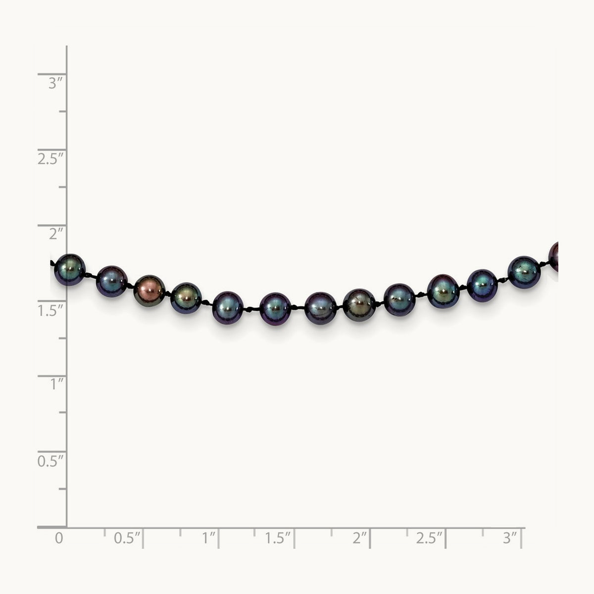 5- Black Near Round Freshwater Cultured Pearl Necklace, 6mm, 14K