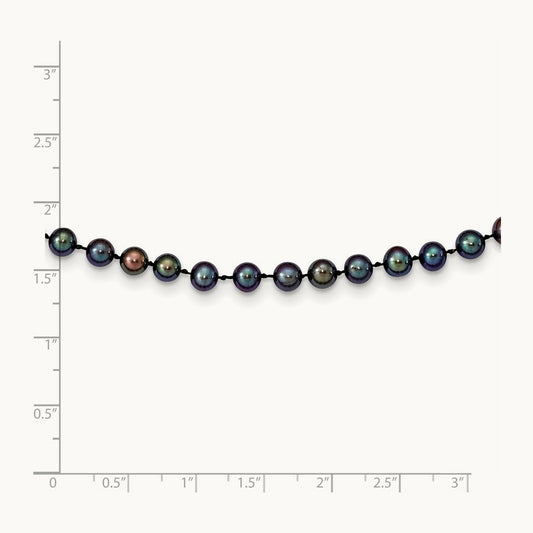 5- Black Near Round Freshwater Cultured Pearl Necklace, 6mm, 14K