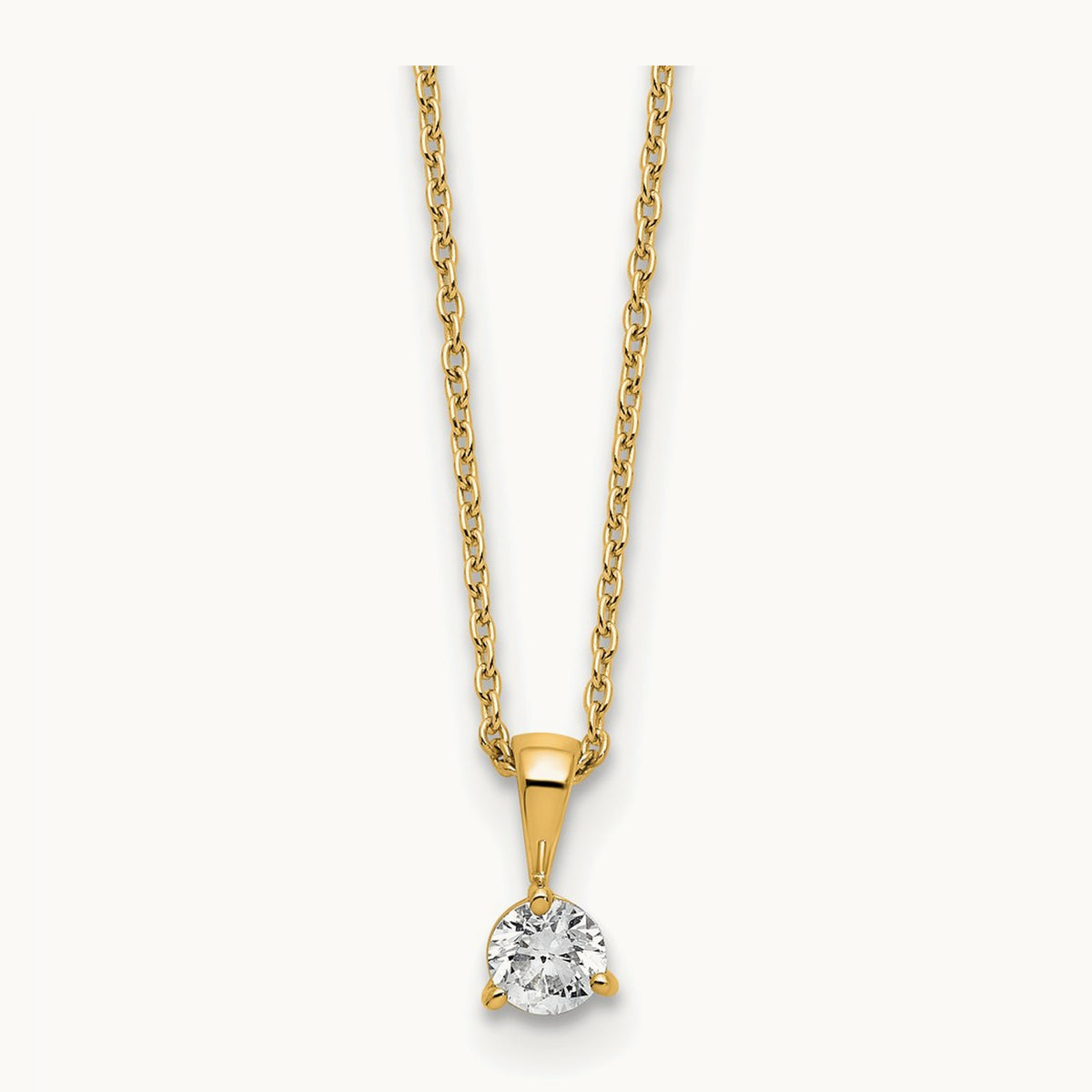 Solitaire Pendant Necklace, 1/5-1 ct Lab-Grown Diamond — 14K Yellow Gold