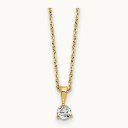 Solitaire Pendant Necklace, 1/5-1 ct Lab-Grown Diamond — 14K Yellow Gold
