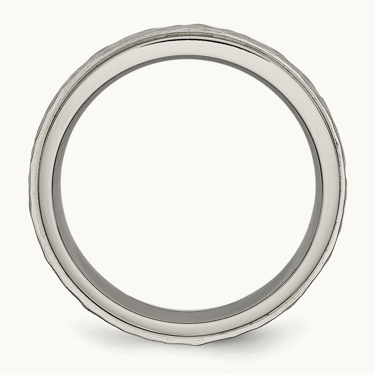 Polished and Hammered Ridged Edge Band — photo set