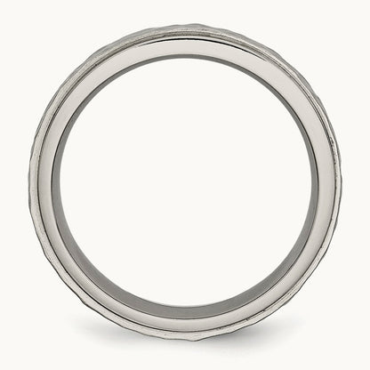 Polished and Hammered Ridged Edge Band — photo set