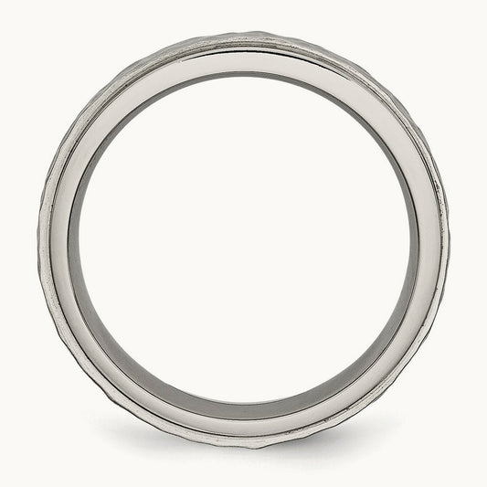 Polished and Hammered Ridged Edge Band — photo set