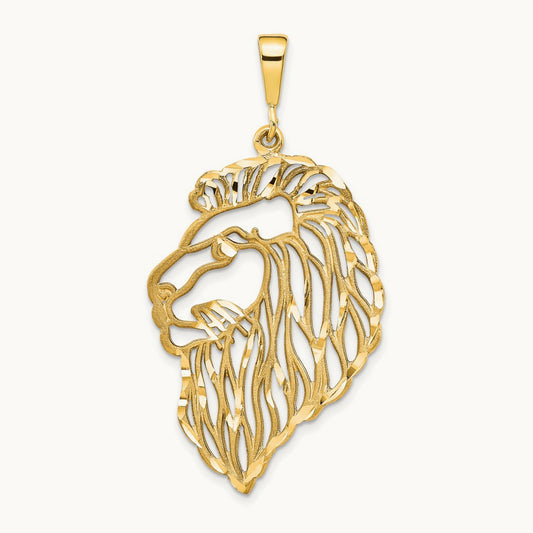 Filigree Lions Head Pendant, 14K