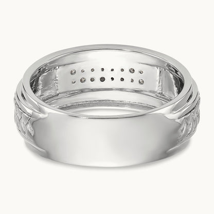 Diamond Trio Men's Wedding Band, 14K White Gold