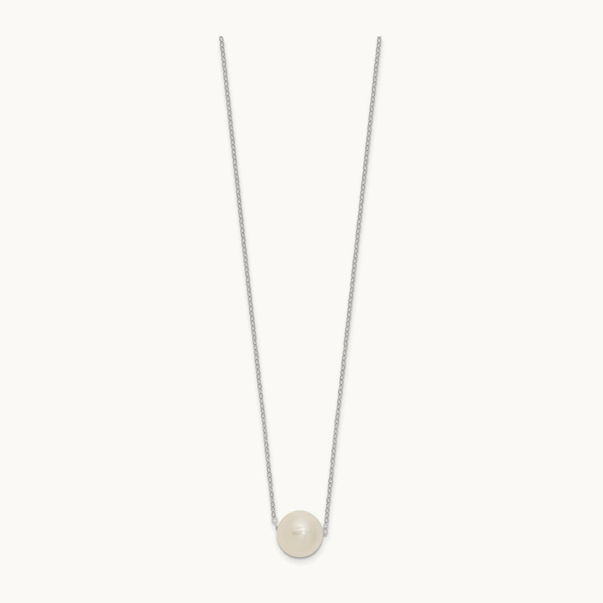 WG 10- Semi-Round White FWC Pearl 17in Necklace, 11mm, 14K