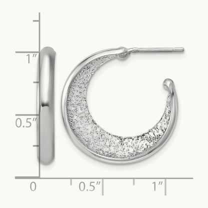 SS RH-plt Radiant Essence Polish/Textured Post J-Hoop Earrings — Leslie's