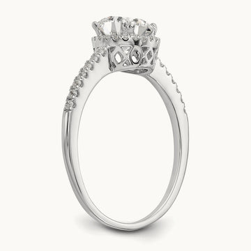 Round Semi-Mount Halo Engagement Ring, 0.15 ct tw