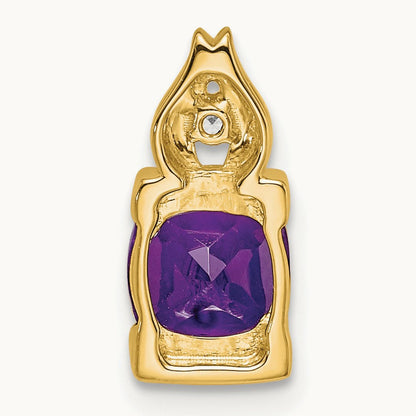 Amethyst and Diamond Pendant — 14K Yellow Gold