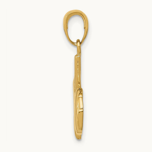 Solid Open-Backed Soccer Shoe and Ball Pendant, 14K