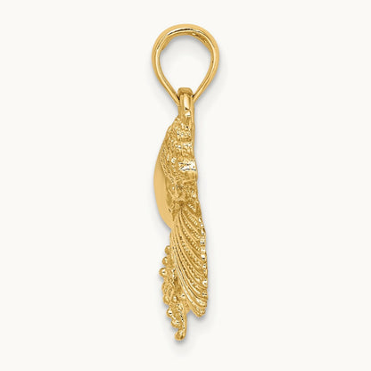 Textured Shell Cluster and Starfish Charm, 14K