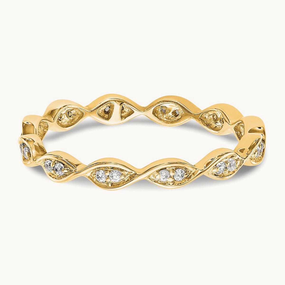 Polished Vintage Pave Diamond Eternity Band, 14K