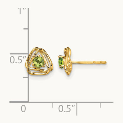 Peridot Post Earrings — 14K Yellow Gold