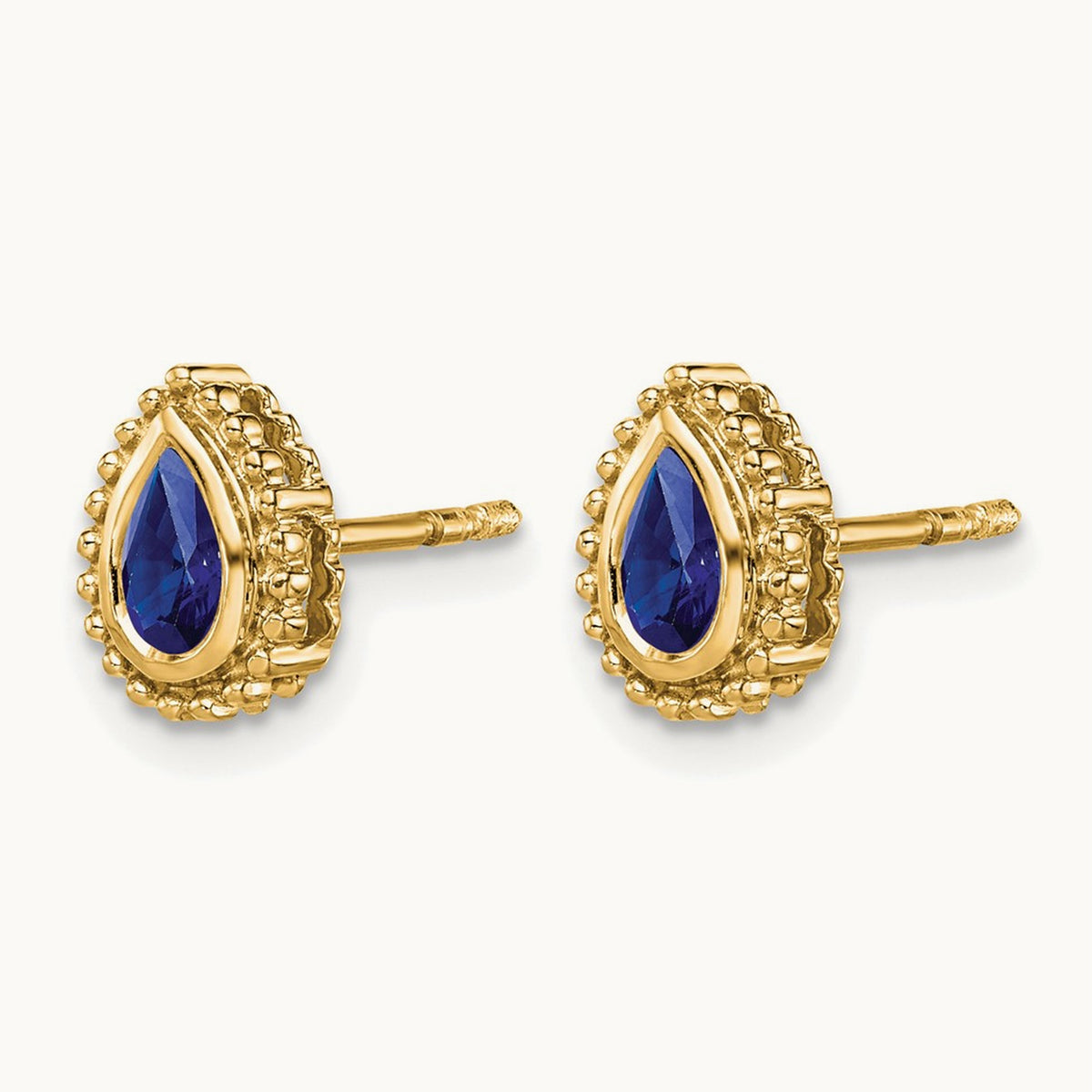 Pear Sapphire Post Earrings — 14K Yellow Gold