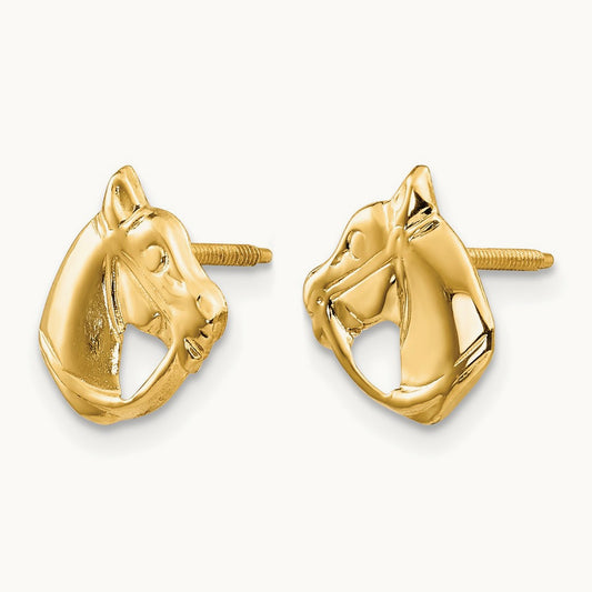Madi K Horse Head Earrings, 14K