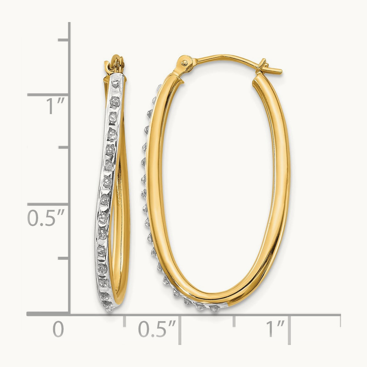 Diamond Fascination Diamond Dust/Accent Oval Twist Hoop Earrings, 14K