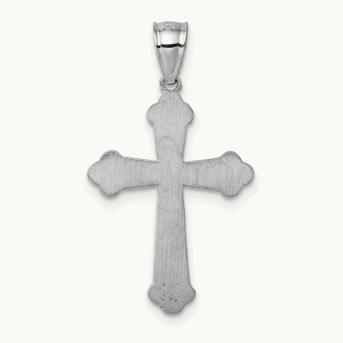 Polished Diamond-cut Textured Fancy Cross Pendant — 14K White Gold
