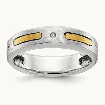 IBGoodman Men's Polished and Satin Diamond Complete Ring, 14K Two-tone